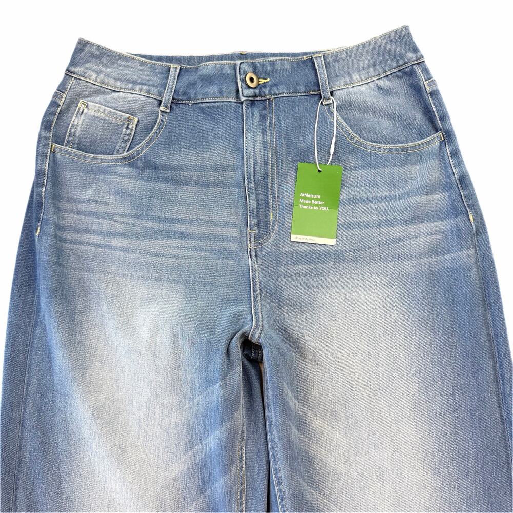 Halara NEW Flex High Waisted Rolled Hem Wide Leg Washed Casual Comfort Jeans - Picture 5 of 9